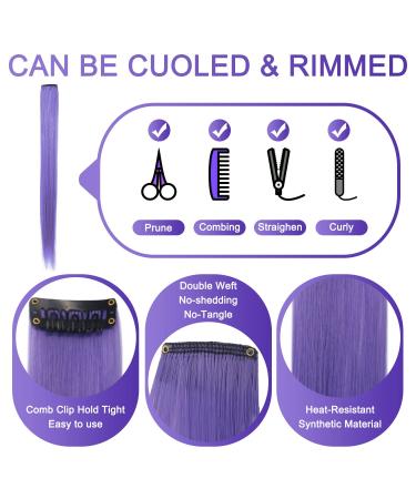 9PC Lavender Clip-In Hair Extensions - 21 Inch Colored Highlights for Women & Girls - Synthetic Smooth Hair Accessories - Buy Online on GoSupps.com