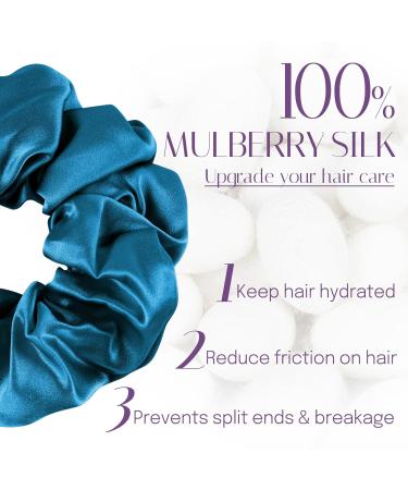 Osilk 3 Set Silk Hair Ties | 100% Silk Scrunchies & Elastic Hair Bands - Punch Blue Hair Jewelry - Buy Online on GoSupps.com