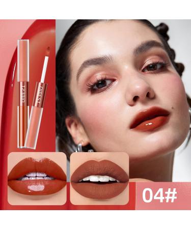 Rechoo 2in1 Lipstick Set - 6Pcs Double Brush Matte & Glossy Liquid Lipstick for Women | Waterproof Long-Lasting Nude & Rosa Red Lip Ink - A-Set A - Buy Online on GoSupps.com