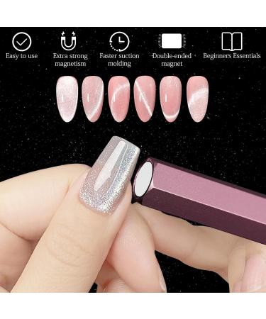 Professional Cat Eye Magnet Tool - Double-Ended Hexagon Nail Magnet for Gel Polish | Perfect for DIY & Nail Salons - Pink - Buy Online on GoSupps.com