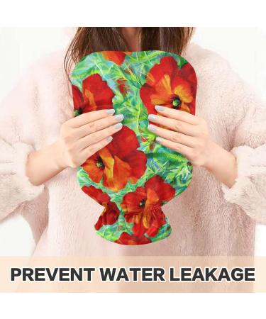 NAANLE 2L Hot Water Bottle with Lid Transparent Poppy Flower Design for Menstrual Cramps Pain Relief & Heat Therapy - Buy Online on GoSupps.com