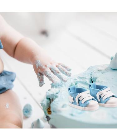Bombasei Handmade Blue Sugar Fondant Baby Shoes - 2 Pieces 150g | Perfect for Cake Decoration & Gifts for Girls - Buy Online on GoSupps.com