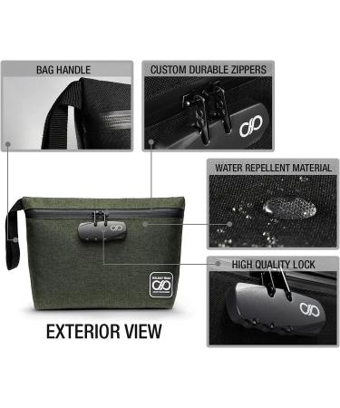 Helmet Head Smell Proof Bag with Combo Lock + Grinder Card - Herb Green | Durable Water Repellent Travel Stash Bag for Odor Proof Herbs & Accessories - Buy Online on GoSupps.com