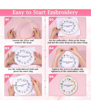 Embroidery Stitch Practice Kit - 4 Sets Beginners Starter Kit with 30 Stitches, Cloth, Hoop - Buy Online on GoSupps.com
