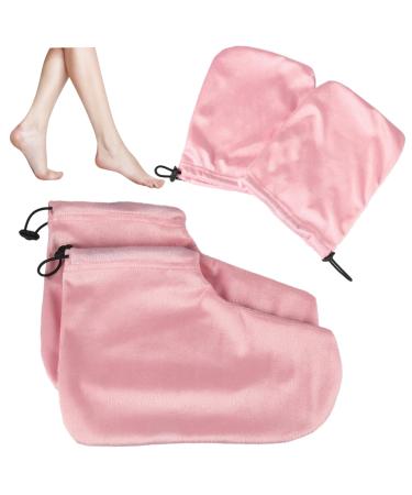 4Pcs / Set Mitaines et chaussons de cire de paraffine Gants cire paraffine tanch it r glable Gants pieds en peluche douce pour les mains et les pieds Spa Cover Spa...