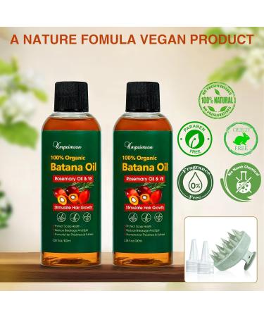 Organic Batana Oil 2 Pack for Hair Growth | Rosemary & Vitamin E Blend | Boost Thickness & Nourish Scalp - 6.76 fl. oz - Buy Online on GoSupps.com