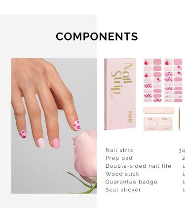 NAILOG Semi Cured Gel Nail Strips 34 pcs Salon-Quality Gel Nail Stickers Long Lasting Nail Wraps for Women with Soft Gel Finish Vintage Print & Silver Glitter (Seal of love) - Buy Online on GoSupps.com