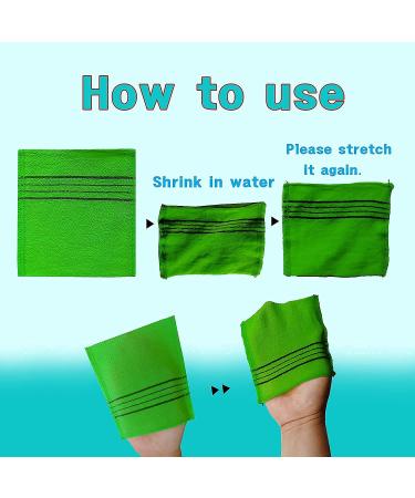 NOPIGO Korean Exfoliating Body Scrubber Set - 4pcs Green and Red | Asian Bath Washcloth for Dead Skin | Exfoliating Sponge, Mitt Glove - Buy Online on GoSupps.com