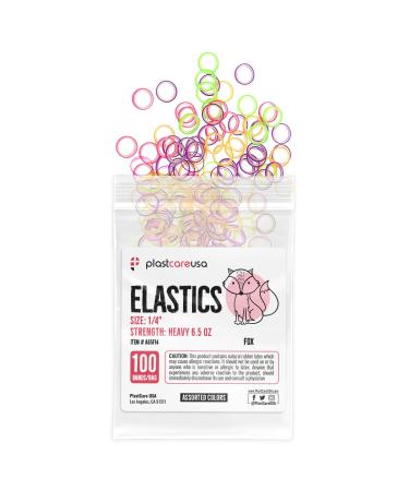 1000 Assorted Colors (Heavy 6.5 Oz 1/4" Fox) Orthodontic Elastic Bands for Braces Multi-Sized & Multi-Tension Dental Bands for Teeth Alignment Gap Closure Latex (10 Bags of 100) Heavy 6.5 Oz 1/4" Fox