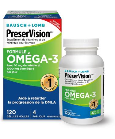PreserVision Omega-3 Eye Vitamin & Mineral Supplement Contains Omega-3 Lutein Vitamin C Zeaxanthin Zinc & Vitamin E 120 Softgels - Buy Online on GoSupps.com