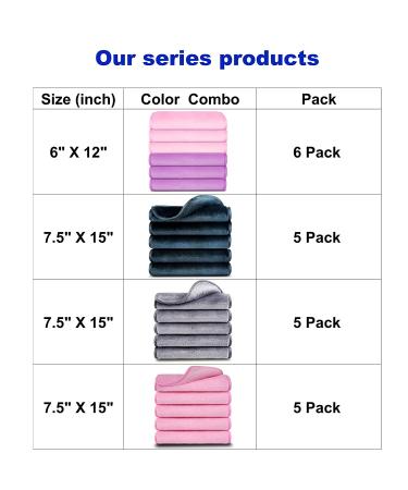 Reusable Makeup Remover Cloths 6 Pack - Microfiber Cleansing Towel Set 12x6 Inch - Pink Blue Purple - Buy Online on GoSupps.com