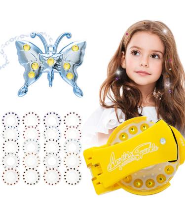 Hair Bedazzler Kit with 360 PCS Hair Gems/DIY Necklace Bling Hair Gems Machine Hair Gem Stamper Hair Glam Styling Tools for Girls Women Butterfly
