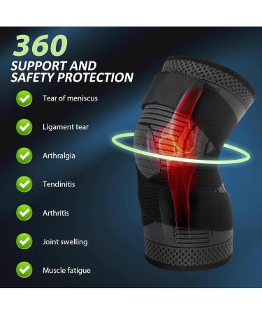 Adjustable Knee Support Brace 1 pack Compression Knee Sleeves for Men Women Use for Meniscus Tear Arthritis Tendinitis Ligament Injury Weight Lifting Anti Slip Knee Brace (Black Medium) Black Medium - Buy Online on GoSupps.com