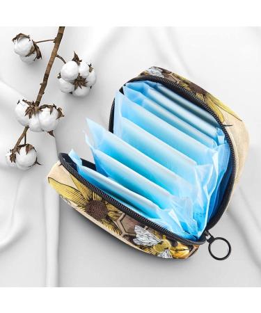 Menstruation Pad Bag with Zipper | Retro Honeybee Design | Womens Napkin & Tampon Collecting Bags - Buy Online on GoSupps.com