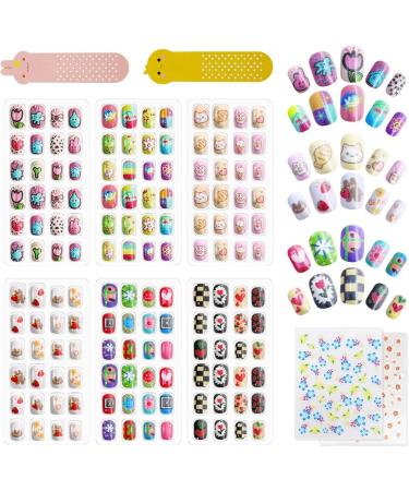 144Pcs Kids Press On Nails Set - Ice Cream Design | Short Artificial Fake Nails for Girls | Quick Stick On, No Fading, Pre-Glued Acrylic Nail Tips | Children's Gift & Nail Decoration Kit - Buy Online on GoSupps.com