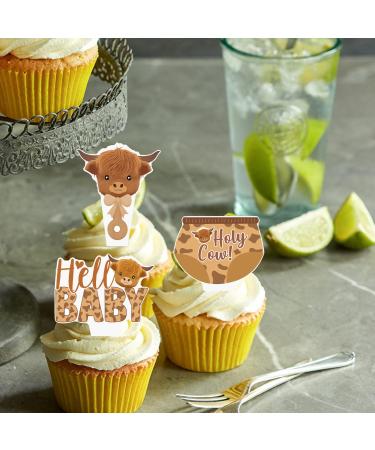 Highland Cow Baby Shower Cupcake Toppers Holy Cow Cupcake Toppers 48Pcs Highland Cow Baby Shower Decorations Cow Oh Baby Cupcake Picks for Holy Cow Baby Shower Birthday Supplies - Buy Online on GoSupps.com