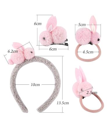 Shop UFLF Easter Bunny Hair Accessories Set | 4 Hair Ties + 2 Hair Ripes + 2 Rabbit Clips for Girls - Buy Online on GoSupps.com