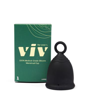 Viv Menstrual Cups with Ring for Easy Removal - Soft and Flexible Medical Grade Silicone Cup for Light and Heavy Flow - Sustainable and Reusable Period Cup Wear for 12 Hours (Large) Large (Pack of 1) - Buy Online on GoSupps.com