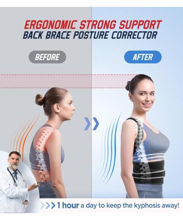 FILLOVE 4X Support Back Brace - Adjustable Posture Corrector for Men & Women | Magnetic Therapy for Back Pain Relief | Scoliosis & Hunchback Support - Black Large/X-Large - Buy Online on GoSupps.com