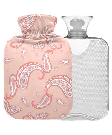 Naanle hot hot water bottle with reference paisley floral oriental transparent hot water bottle heat bottle for back pain relief handfoot warmer neck warmth and cold therapy 1l