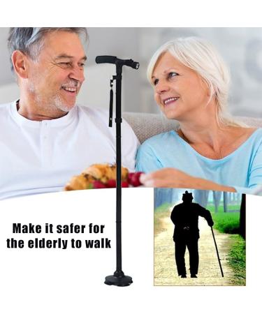 GETUOPT Convenient and Foldable Walking Cane with Adjustable Bright Lights T Handle Cushioning and Pivoting Quad Base - A Perfect Walking Stick for Senior Citizens and Their Active Lifestyles. - Buy Online on GoSupps.com