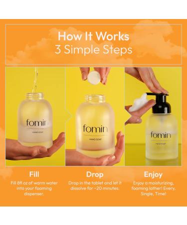FOMIN Foaming Hand Soap Tablets (6 Count) - Makes 48 fl oz (6 x 8 fl oz) - Basil Mandarin - Foaming Hand Soap Refills Sustainable Soap Tablets for Hands Basil Mandarin - 6 Pack - Buy Online on GoSupps.com