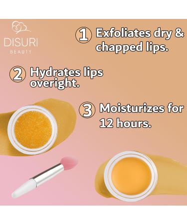 DISURI Beauty Lip Mask and Lip Scrub Set - Moisturizing Lip Scrub for Exfoliating and Smoothing Lips Cruelty-free - Improves Texture Hydrates and Softens Chapped Dark Lips Skin - (Orange) - Buy Online on GoSupps.com