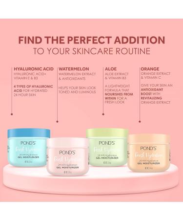 POND S Fresh Hydration Gel Moisturizer 24 HR Hydration with Watermelon Extract & Antioxidants Alcohol & Oil-Free Face Moisturizer Dermatologist Tested 3.4 oz 3.4 Ounce (Pack of 1) - Buy Online on GoSupps.com