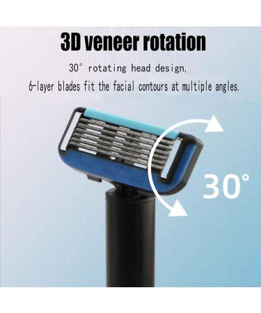 Henrty Classic Manual Razor - 3D Rotating 6-Blade Shaving Razor in Black | Perfect for Smooth Shaves | International Shipping Available - Buy Online on GoSupps.com