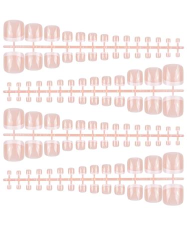 Smatime 112 pieces of French false toenails Nails to stick on natural artificial toenails tip full cover nail tips for women women girls diy manicure decoration