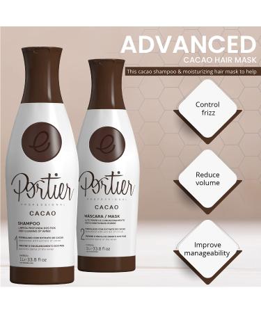 Portier Cacao 2-Step Treatment for Dry Damaged Hair - Shampoo & Hair Mask Set - Smoothing & Moisturizing Haircare - Ideal for Curly, Color Treated or Frizzy Hair - 34fl.oz/1L - Buy Online on GoSupps.com