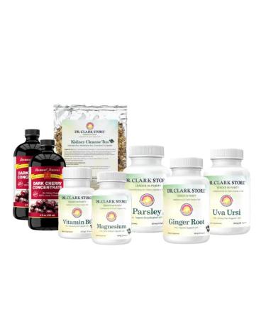 Dr Clark Store 3 Week Kidney Cleanse Kit with Herbal Tea, Capsules & Concentrates, Clean Label Formula, Non-GMO, Gluten Free, Soy Free, Hydration & Daily Routine Support, Trusted Since 1993