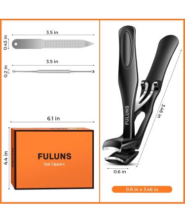 Angled Head Nail Clippers for Seniors - Heavy Duty Toe Nail Clippers for Thick Nails No Splash Catcher Black Trimmer - Buy Online on GoSupps.com