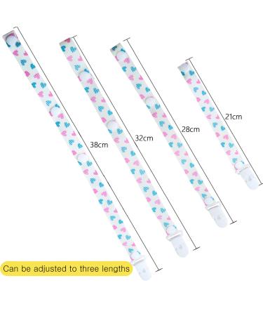 4 Pack Baby Pacifier Chain with Adjustable Clip - Multi-Colored Heart & Semicircle Design for Newborns - Unisex Pacifier Holder - Buy Online on GoSupps.com