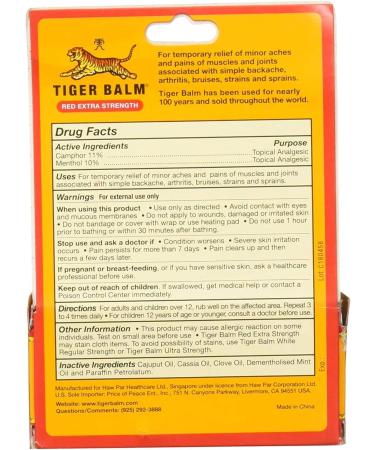Tiger Balm Extra Strength Red Ointment 18g - Fast Pain Relief for Sore Muscles - Sports Rub, 0.63 Ounce Pack - Buy Online on GoSupps.com