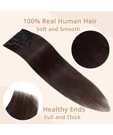 Tess Clip-In Real Hair Extensions - Dark Brown #2 18 Clips 8 PCs 12 (30cm) - Lightweight 55g Affordable Remy Hair Extensions - Buy Online on GoSupps.com