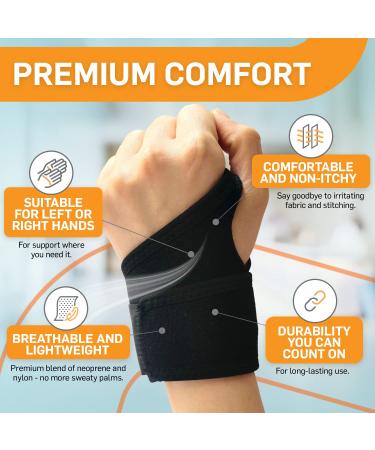 BracEasy Carpal Tunnel Wrist Brace for Night Support - Left & Right Hand Wrist Support for Wrist Pain - Black Single Hand Brace - Buy Online on GoSupps.com