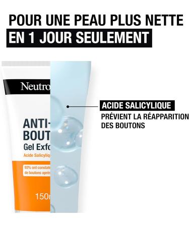 Neutrogena Gel Exfoliant Anti-Boutons (tube de 150 ml) Exfoliant pour le visage l'acide salicylique (2%) 93% ont constat une r duction de boutons apr s 4 semaines* 150 ml (Lot de 1) - Buy Online on GoSupps.com