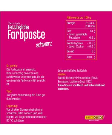 Decocino Black Fat-Soluble Color Paste - 15g | Oil-Based Food Coloring for Chocolate Buttercream Fondant & Cake Dough - International Shipping Available - Buy Online on GoSupps.com