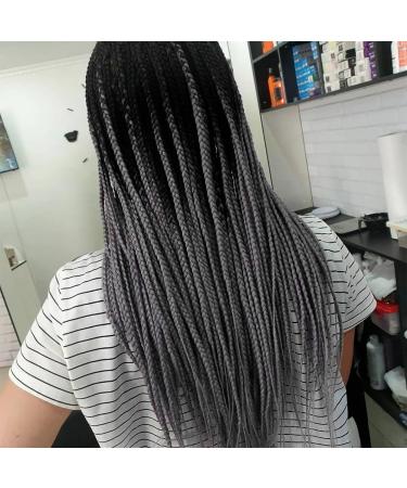 Aomig Braids Extensions - 24 Strands Synthetic Hair in Black Dark & Gray for Box Braids - Shop Internationally - Buy Online on GoSupps.com