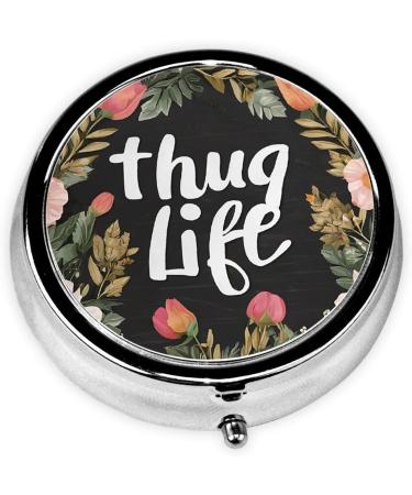 Thug Life Flowers Mini Round Pill Box | 3 Compartment Travel Organizer | Portable Medicine Case for Home & Office - Buy Online on GoSupps.com