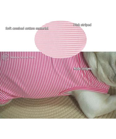 Sychien Pink Rose Striped Dog Shirt | Combed Cotton T-Shirt for XL & XXXL Dogs | Soft & Cool for Labradors - Buy Online on GoSupps.com