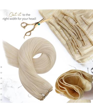 Moresoo Blonde Human Hair Weft Extensions 14 Inch - Double Weft Sew in Weave 100g - Color 60 - Pack of 1 - WEFT #60 - Buy Online on GoSupps.com