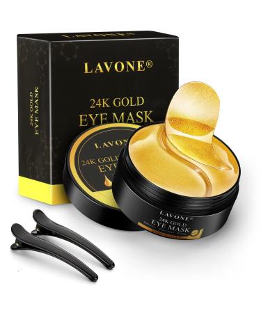 Eye Mask - 30 Pairs 24K Gold Under Eye Mask - Eye Masks for Dark Circles and Puffiness, Reduce Wrinkles, Eye Bags and Fine Lines, Under Eye Patches Skin Care for Women and Man, with Hair Clips. Gold 30 Pair