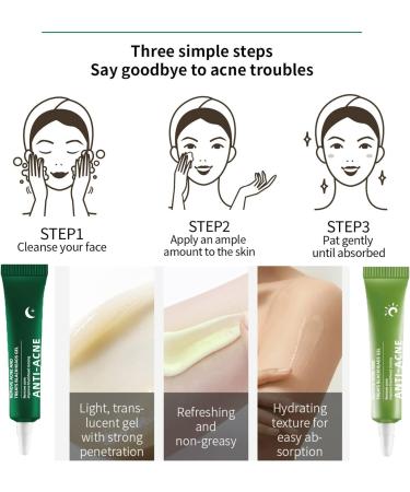 Anti Acne Removal Cream - Acne Treatment Spot and Blackheads Treatment - Day & Night Acne Gel Set - Moisturizing Skincare Fade Acne Spots Oil Control Shrink Pores - For All Skin Types 2x30ml - Buy Online on GoSupps.com