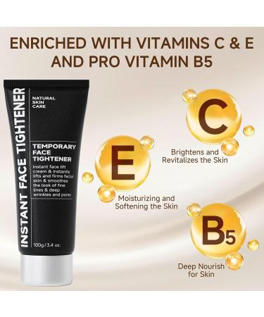HUSPUR Face Tightener Instant Face Lift Cream Temporary Instant Wrinkle Filler for Skin Tightening and Lifting Cream Daily Moisturizer for Women Men 100ml 3 Packs - Buy Online on GoSupps.com