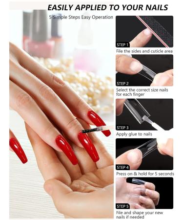 Yokilly Clear Coffin Nails Tips - 550PCS Long C Curved Nail Tips for Acrylic Nails - Professional Half Cover Square Soft Gel Fake Nail Tips for Nail Salons and DIY Nail Art - Buy Online on GoSupps.com