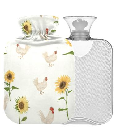 NAANLE hot water bottle with sunflower tap with cover heat and cold therapy warm water bottle 1 l hot water bottle for bed hands feet warmer for pain relief 1L