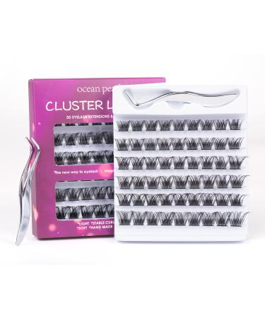 Lash Clusters 54 Pcs Individual Lashes with Tweezers C/CC/D Curl Wide Stem Thin Band Reusable Cluster Lashes 10/12/14/15/16mm Length DIY Eyelash Extension Soft Comfortable False Eyelashes 54 clusters kit