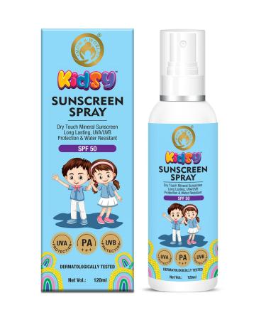 Mom & World Mineral Based Kids Sunscreen Spray SPF 50 Water Resistant UVA/UVB PA+++ 120ml - Safe for Baby and Kids